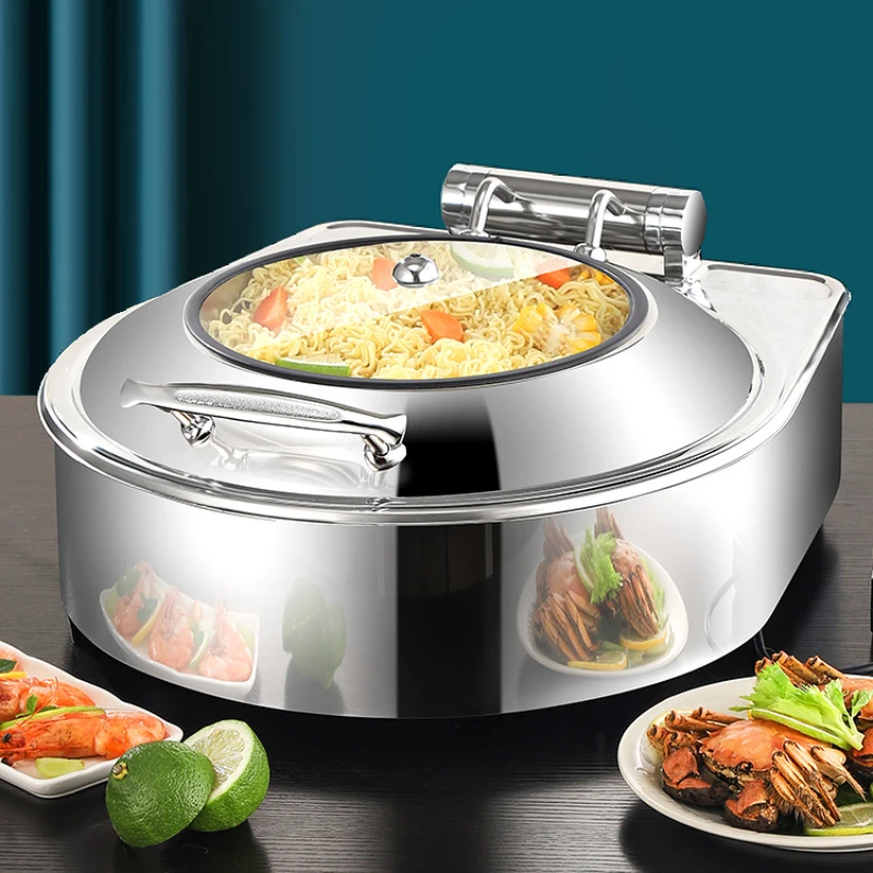 

High-end thickened stainless steel buffet stove visual transparent clamshell hydraulic breakfast display insulation