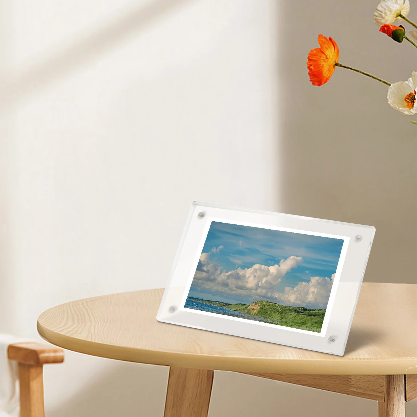 Acrilico Desktop Display Frame Table Card Sign Collection Photo-Protect Holder Album magnetico cartolina-espositore decorazioni per la casa