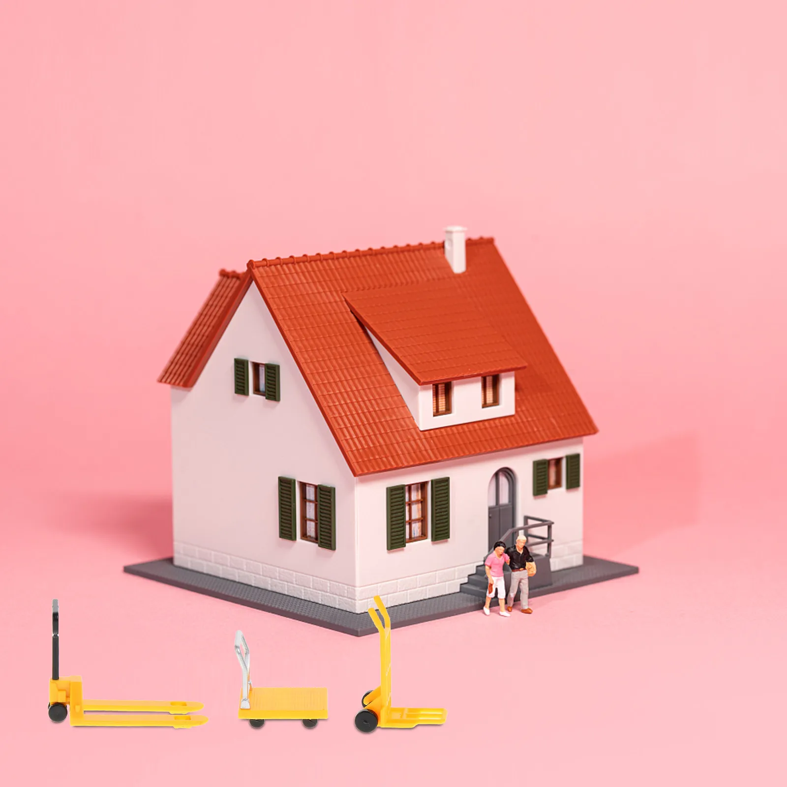 

1Set Mini Moving Tool Kids Construction Vehicle Small Lightweight Safe Plastic Forklift Hand Trolley Platform Cart Educational