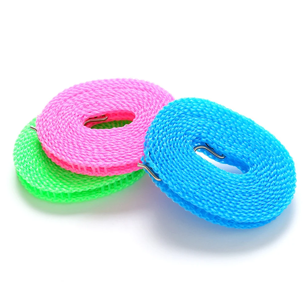 Outdoor Laundry Rope Retractable Clothesline Extendable Wall Drying Rack Color Clothes Clip Non-Slip Clothesline For Camping