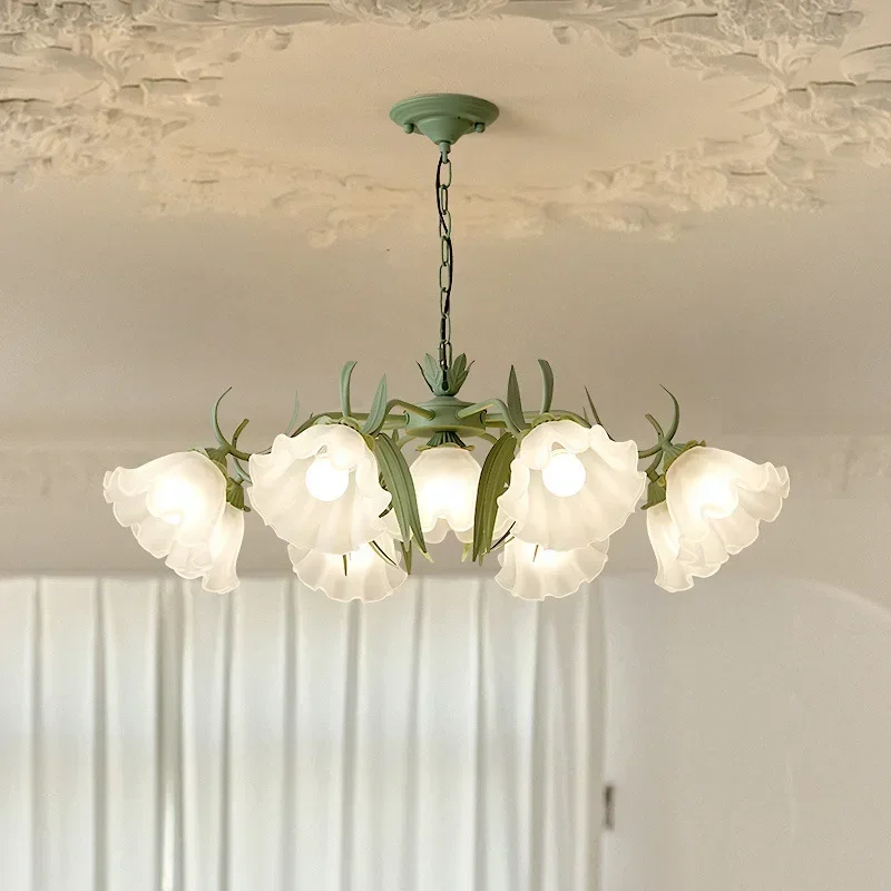 

2025 Modern Creative Orchid Of The Valley Acrylic Lamps French Pastoral Living Room Chandelier Retro Dining Room Bedroom Lightin