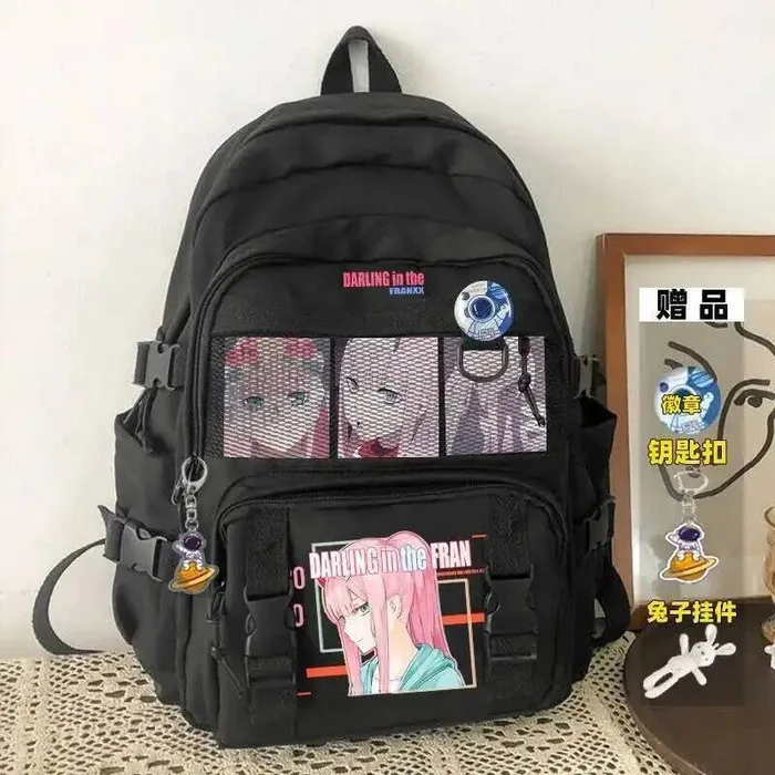 

Black White Darling In The Franxx Student Teens School Bags Large Capacity Backpacks Anime GAME