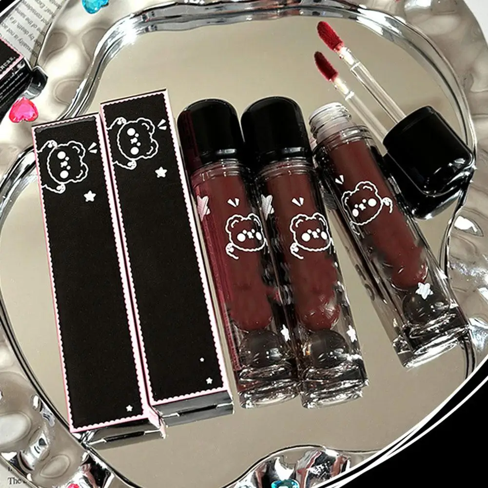 Bear Dudu-Espelho Lip Glaze Clear, Super Whitening Lip Glaze, Hidratante Lip Gloss Batom, Light Non-stick Cup, Tomate Vermelho, Novo