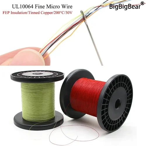 Cable de 10M/100M UL10064 FEP 40/36/34/32/30/28/26AWG PTFE plástico Ultra fino Micro Litz cables soldadura Cable de cobre de alta conductividad