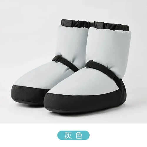 Imagen 2 del producto Bota de calentamiento para mujer, zapatilla, zapato de baile con correa, suela de PVC cálida, zapatos de entrenamiento para práctica de invierno, talla grande