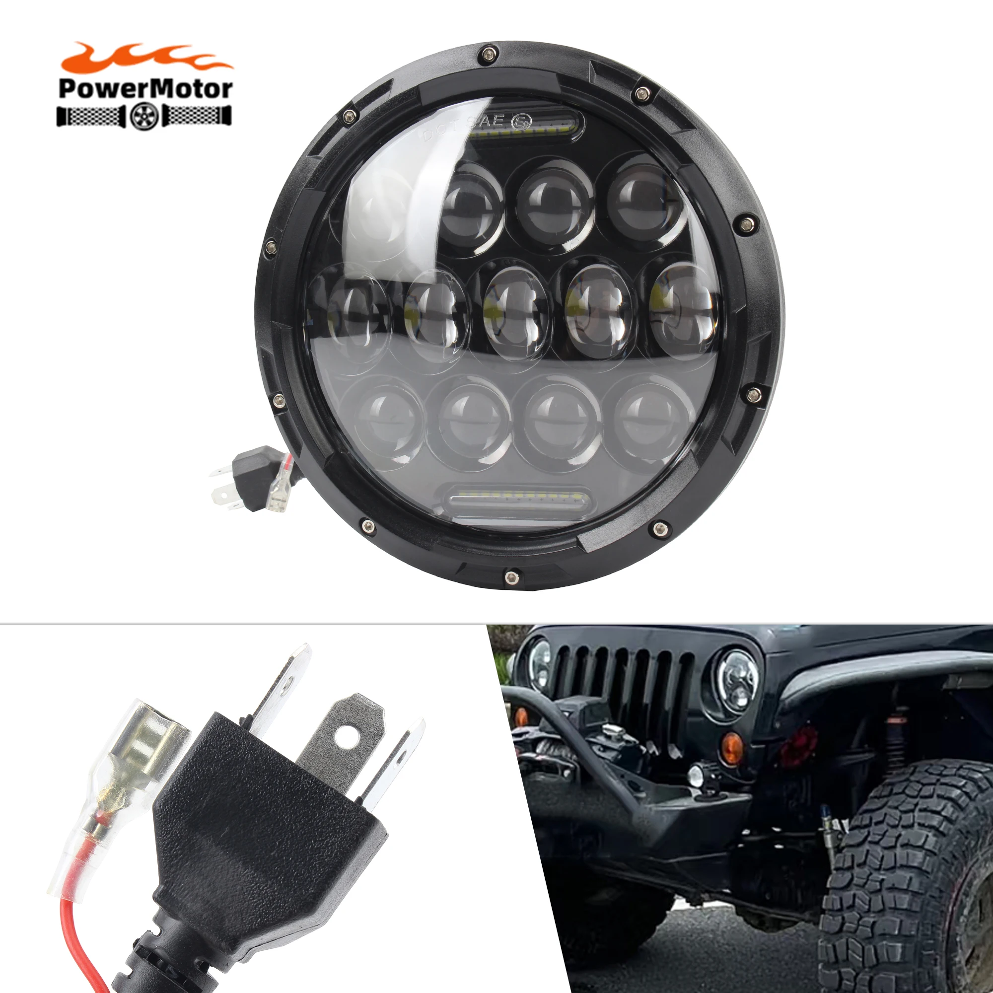 

Universal Motorcycle 7" Round LED Headlight for Yamaha Harley Road King Jeep Cafe Racer Supermoto LED Modification Accessories