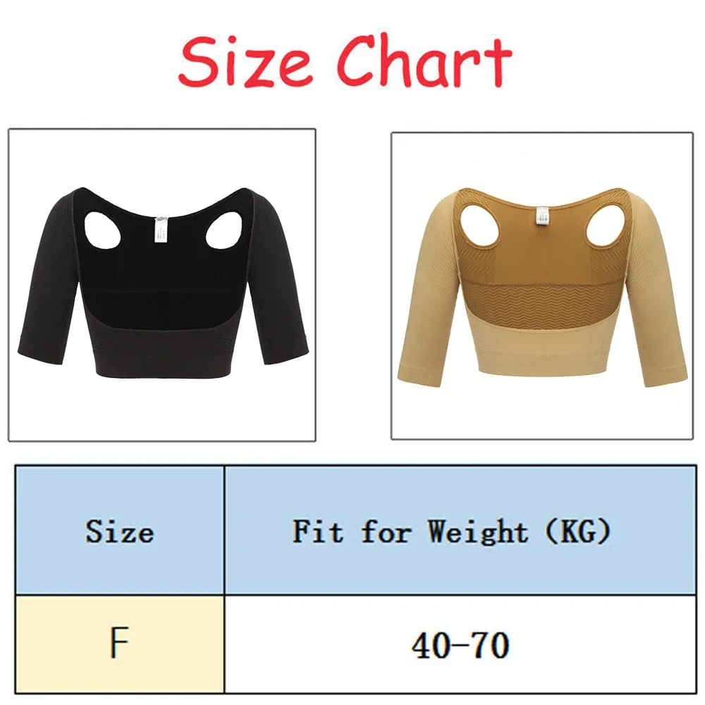 Upper Arm Shaper Sleeve Compression Top Women Push Up Breast Post Surgery Shapewear Hollow Out Back Support Cropped Tops
