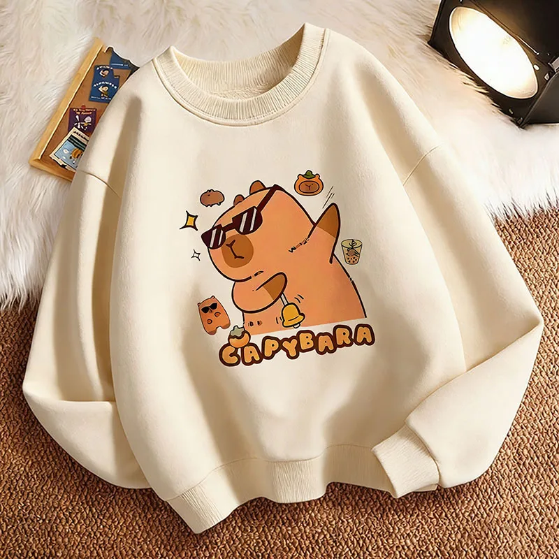 Lässiger Lustiger Pullover Frühling Capybara Rundhals Grafik-Print Hoodie Jungen/Mädchen Kinder Kapuzenpullover Kinder-Sweatshirt