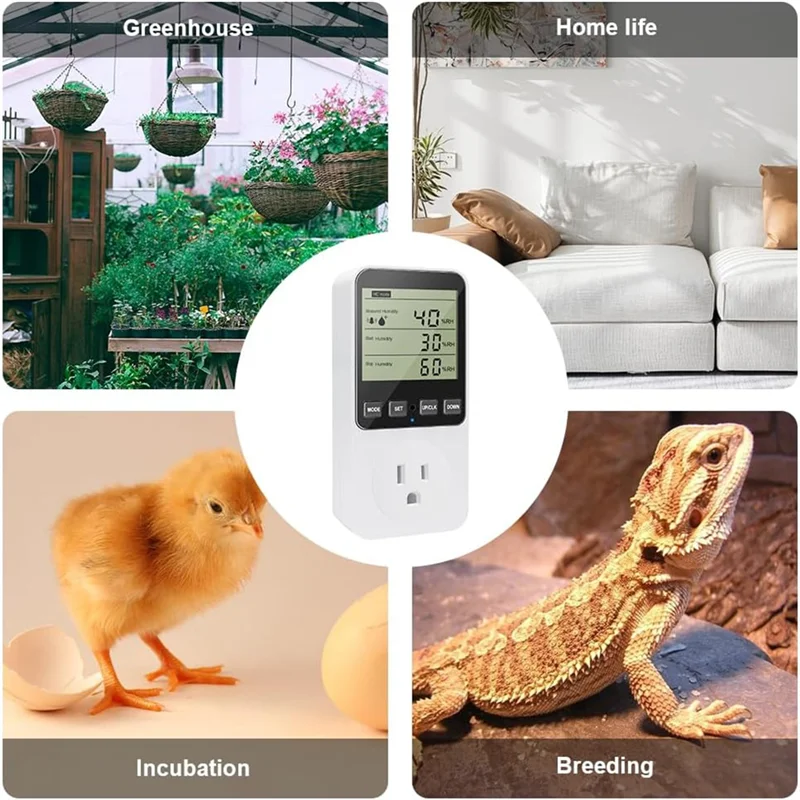 

AT51-Humidity Controller Outlet 16A Direct Output Hygrometer Humidity Control Switch Humidity Sensor 20-95%RH US Plug