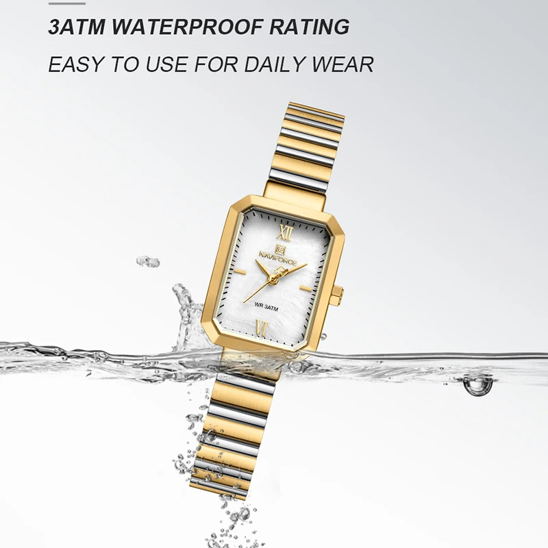 NAVIFORCE موضة البرية ساعة نسائية كوارتز سوار فولاذي غير قابل للصدأ ساعات المعصم السيدات أنيقة مقاوم للماء مربع Reloj Mujer الهدايا