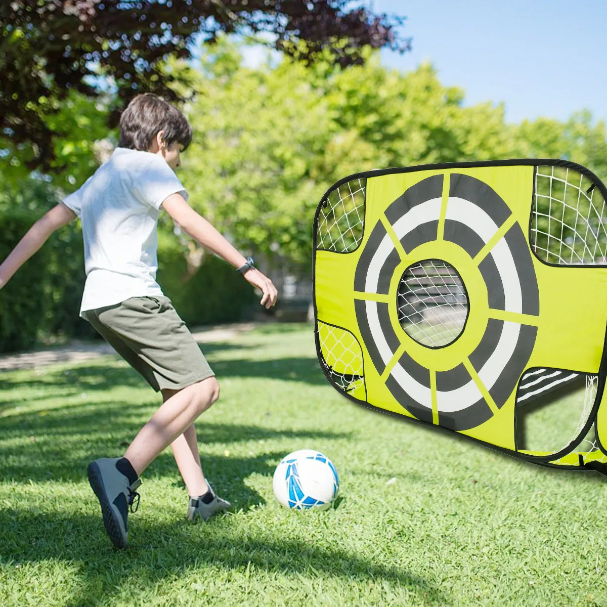 Pop Up Soccer Goal Set Portable Foldable Soccer Goal Net with Storage Bag Sturdy 210D Oxford Cloth Soccer Net for Kids Adults