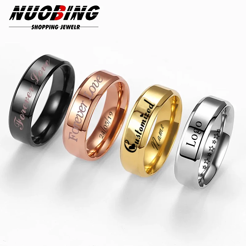 

Fashion Personalized Customized Anime Logo Name Women's Wedding Commemorative Charm Jewelry Men's Proposal Date Ring Gift