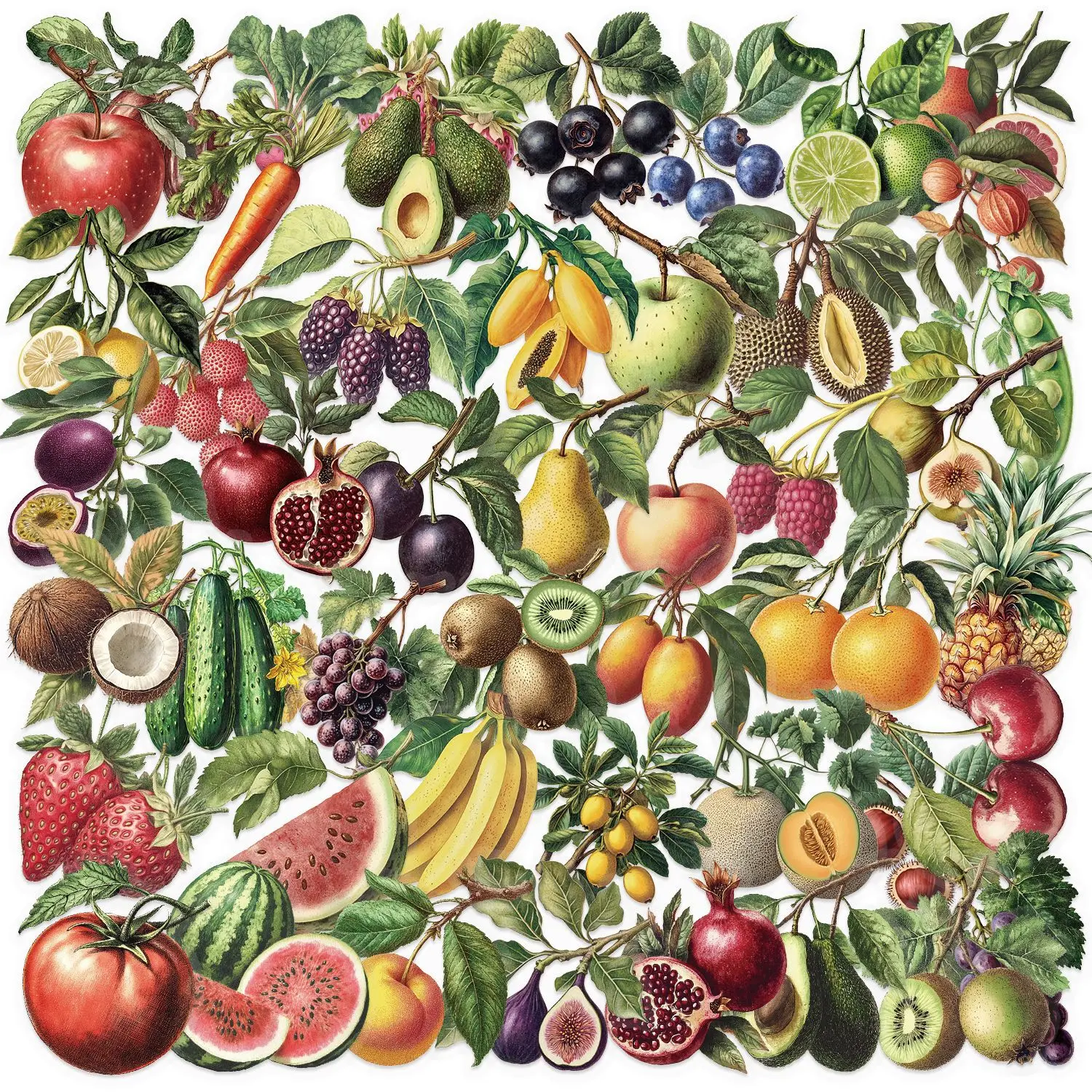 

10/30/50PCS Retro Fruit PET Graffiti Sticker Creative Decoration Laptop Phone Guitar Fridge Suitase Skateboard Car Bike Kid Toy