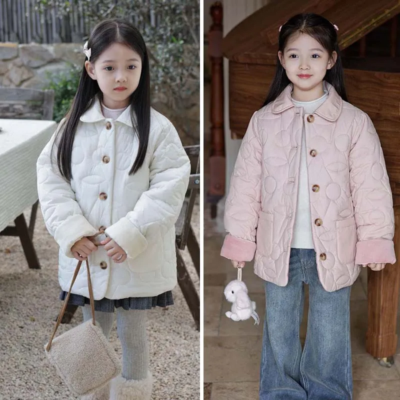 

Per-sale 2025 Autumn Winter Girls Cherry Cotton Jacket Thick Sherpa Fleece Jacket Girls Warm Windproof Outerwear Cotton Jacket