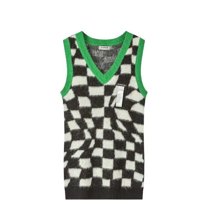 

Knitted Sleeveless Dresses Long Womens Spring Front-Open High-Fashion Buttons Slit Hip-Hop Hollowed-Out Boho Decorative Splice