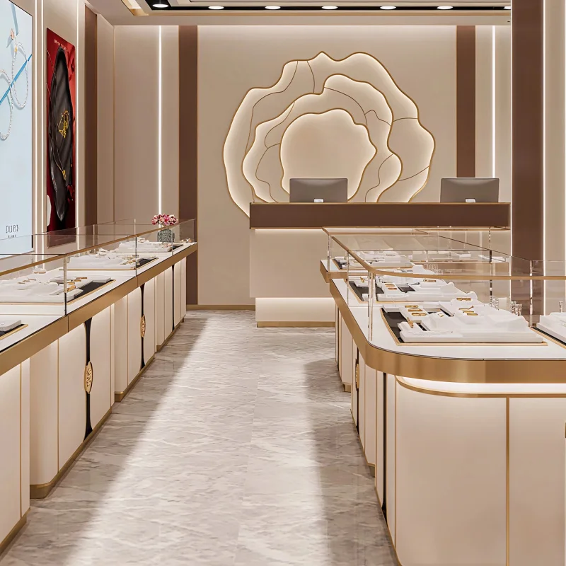 custom.Spacious Multi-Tier Jewelry Display Cabinet LED Lighting Heavy Duty Construction Customizable Dimensions Maximum Expo