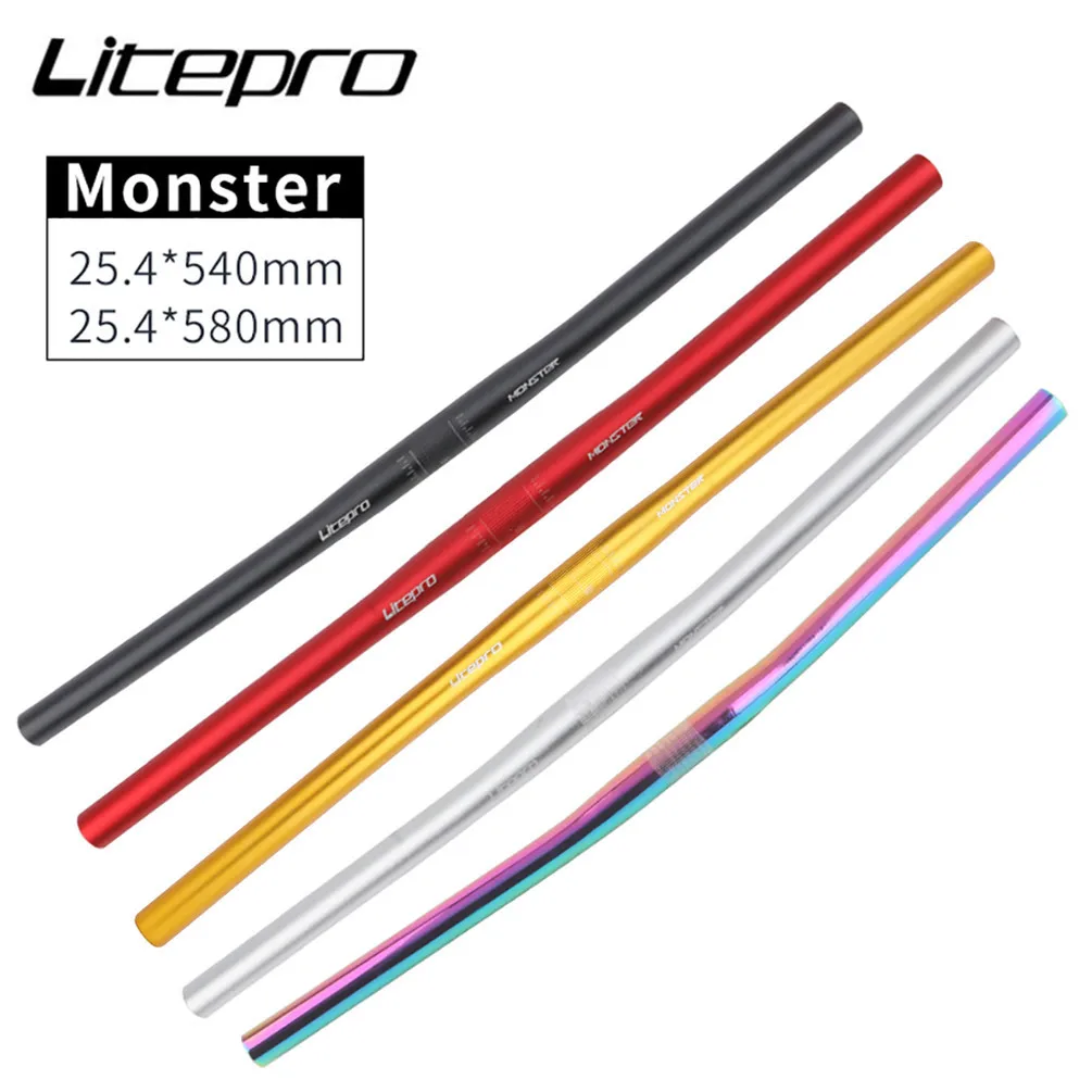 Litepro Monster Folding Bike Horizontal One-shaped Handlebar 25.4*540/580MM Bicycle Ultra-light Straight Handle Bar Parts