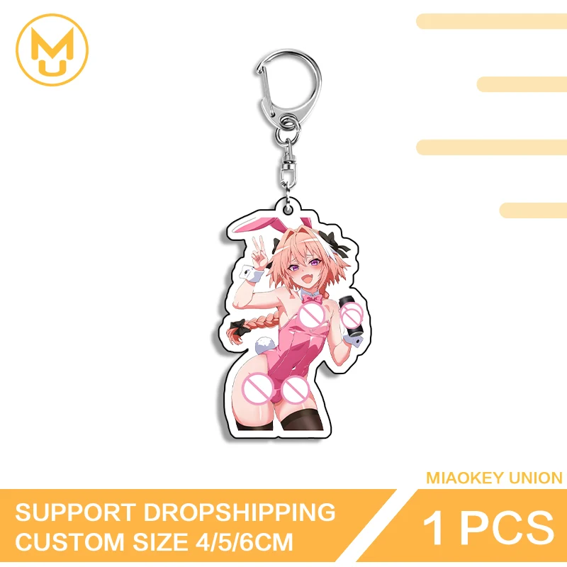 Astolfo Bunny Girl Keychain Alluring Military Keyring Decorative Line Of Photo Wall Key Slot No Correction Without Censorship