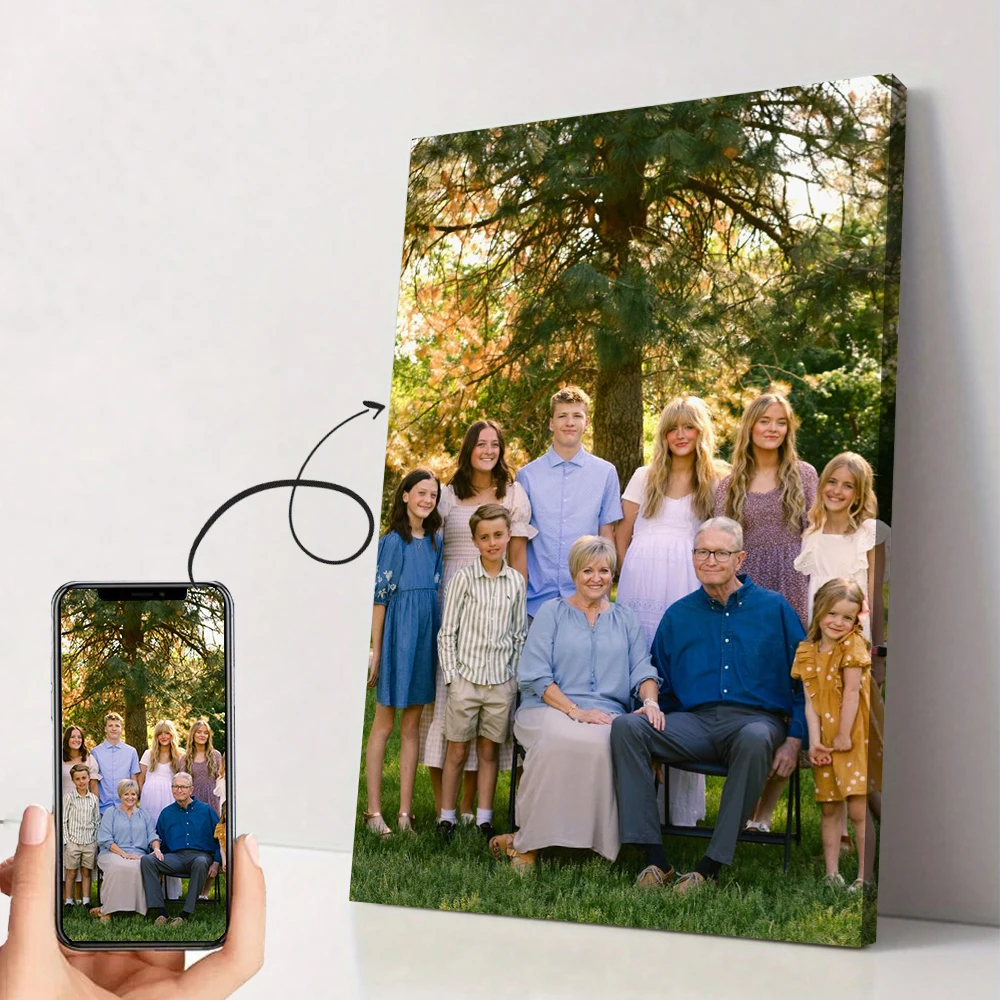 1 Pc Customized Photos on Canvas with DIY Wood Frame Or Frameless Poster Personalized Custom Photos Gift for Lovers