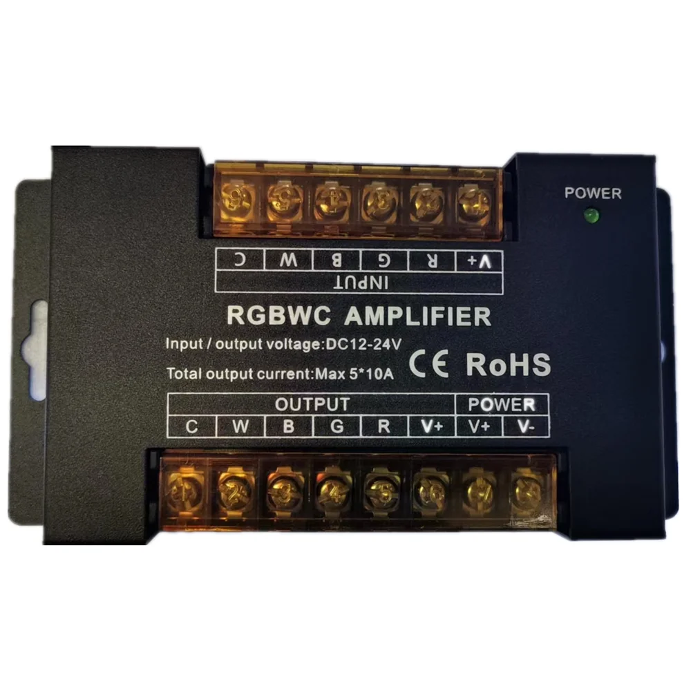 DC5V12V/24V Single Color/RGB/RGBW/RGBWW RGB+CCT LED Amplifier Controller 12A/24A/30A/50A 1CH/3CH/4CH/5CH Strip Power Repeater