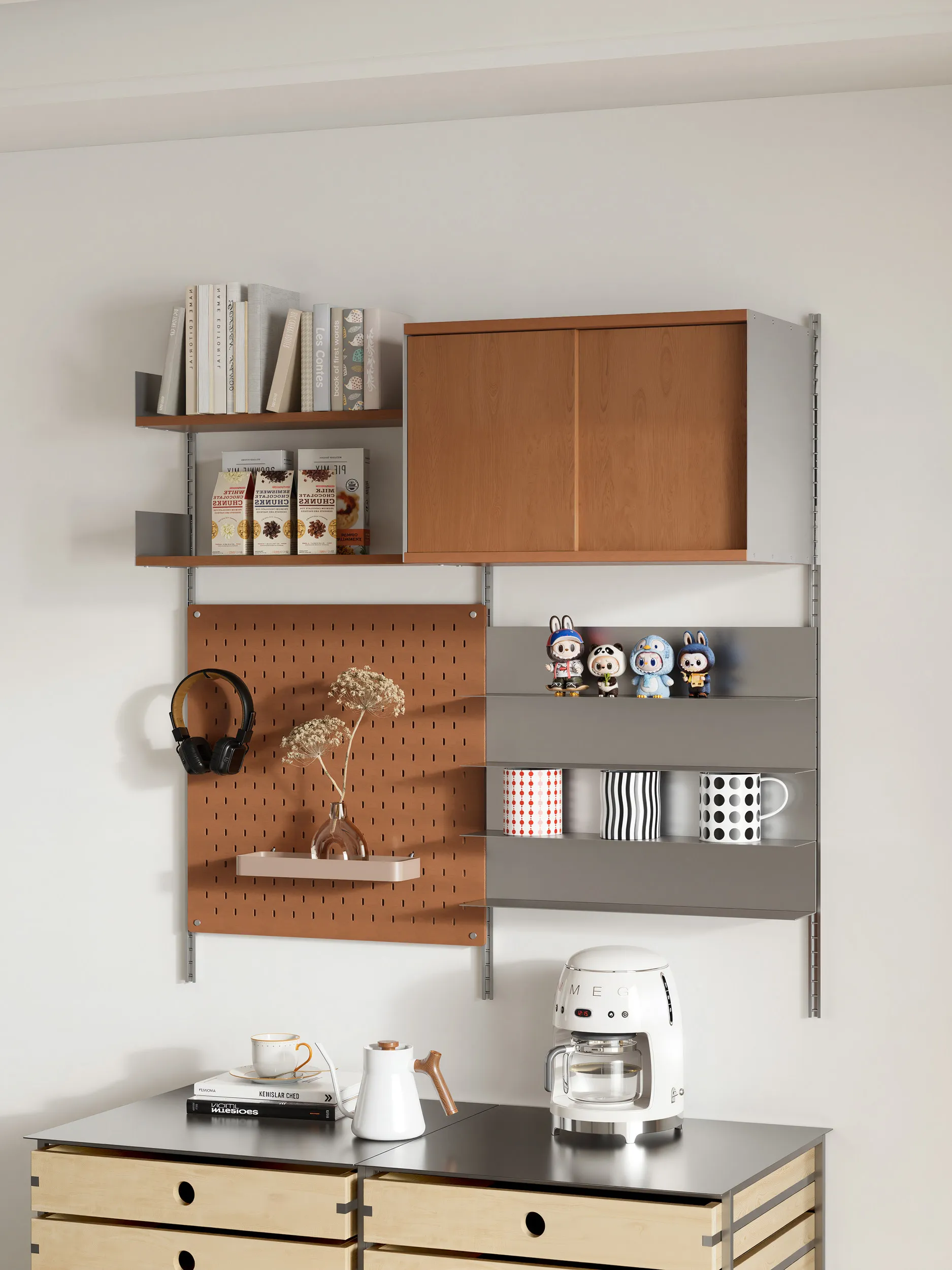 Fanmo vitsoe606 wall hole plate shelf, small apartment wall-mounted storage rack, track ornament bookshelf