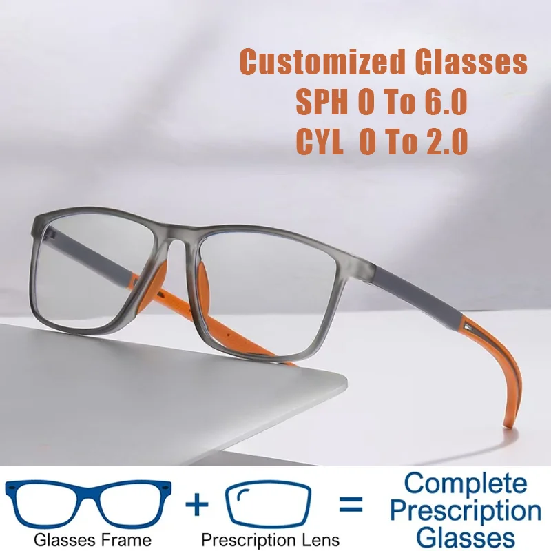 

Fashion Square Frame Sports Prescription Glasses for Men and Women TR90 Frame with Blue Light Protection Customized Eyewear