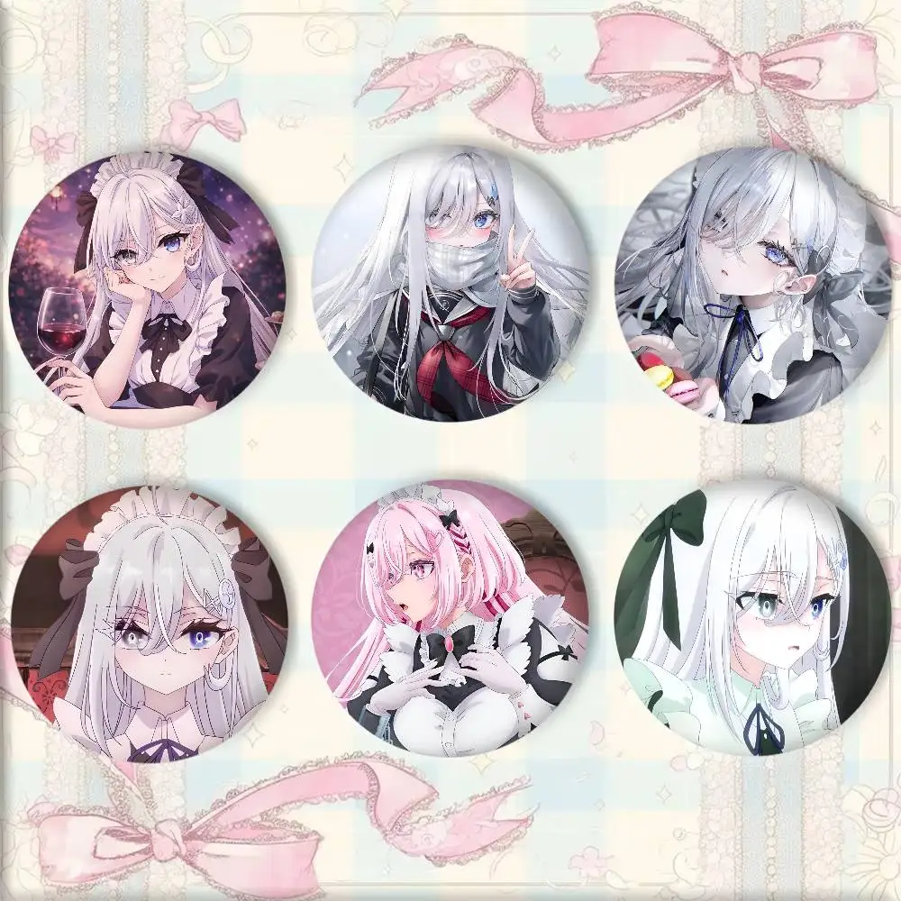 Anime P-Playing Death Games to Put Food on the Table Manga Badge Tinplate Round Laser Brooch Clothes Backpack Accessories Lapel
