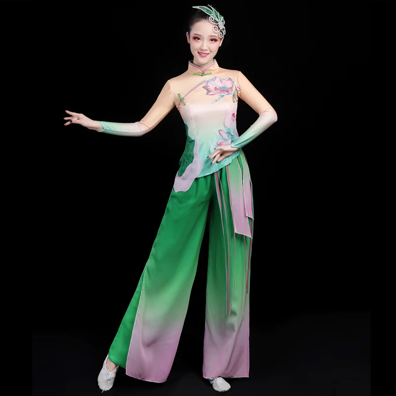 New Chinese Style Floating Dance Costume Women Fan Dance Yangge Costume Set Classical Dance Clothes Performance Clothes Women