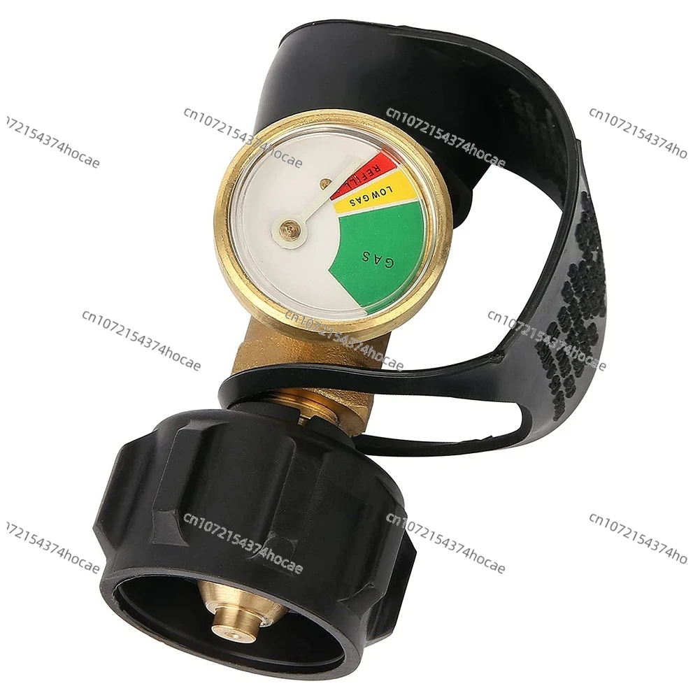 Propane tank level gauge, leak detector, and pressure gauge for camping vehicles, with Type 1 connection