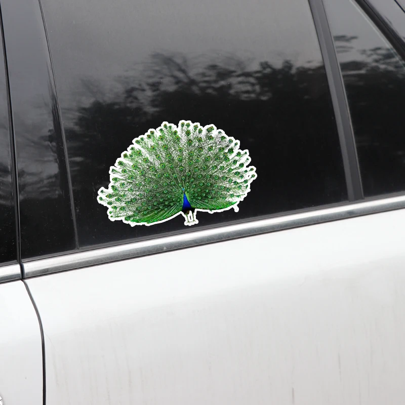 Coolest Birds Colored Peacock Cartoon Style Animal Car Sticker Fashion Motorcycle Auto Accessories PVC Waterproof Decal 17*11cm