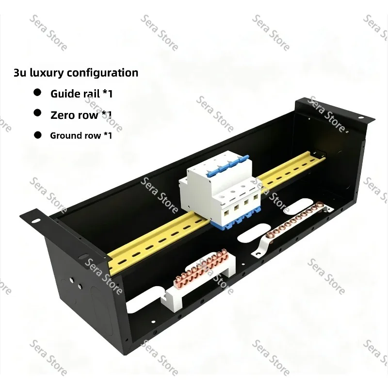 3U Rackmount AC Power Distribution Unit PDU Box with Circuit Breaker for UPS Server Room Telecom Cabinet