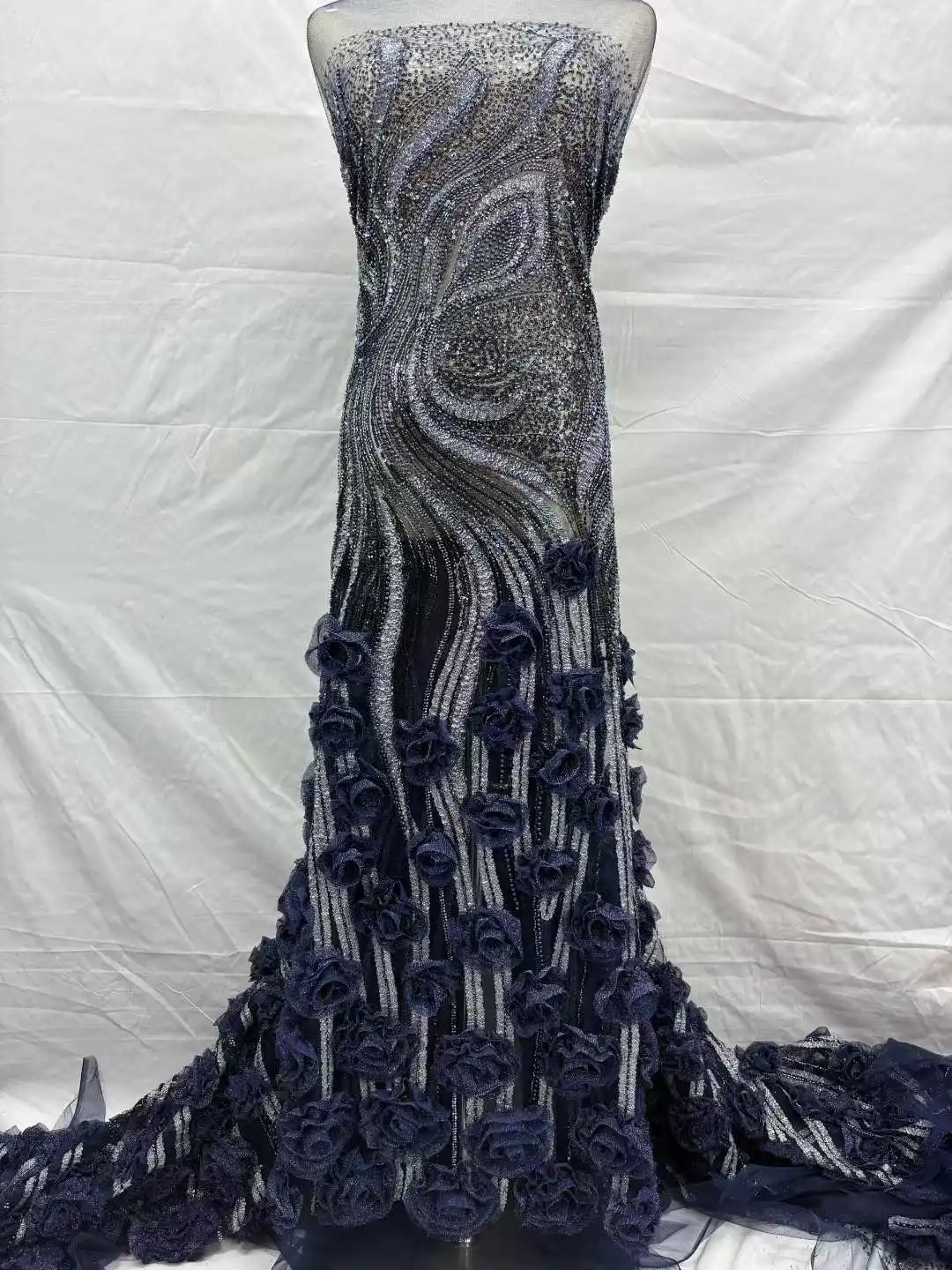 

Африканское 3D-кружево с цветами, пайетками и бисером, нигерийская французская сетка, высококачественное кружево 2026 года для свадебных и женских платьев