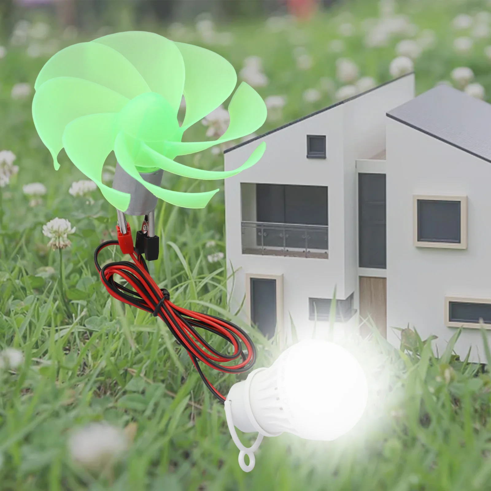 Bilah Motor Turbin Angin Generator Energi Alternatif Tenaga Angin Kit DIY LED Set Motor 12V Model Generator Kecil