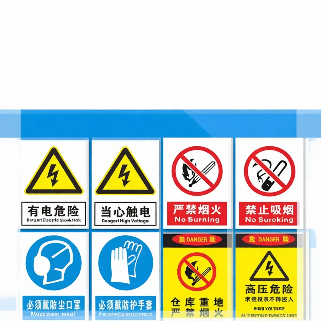 Durable Industrial Security Warning Signs Custom PVC Plaque Factory Workplace Hazard Prohibition Safety Identification