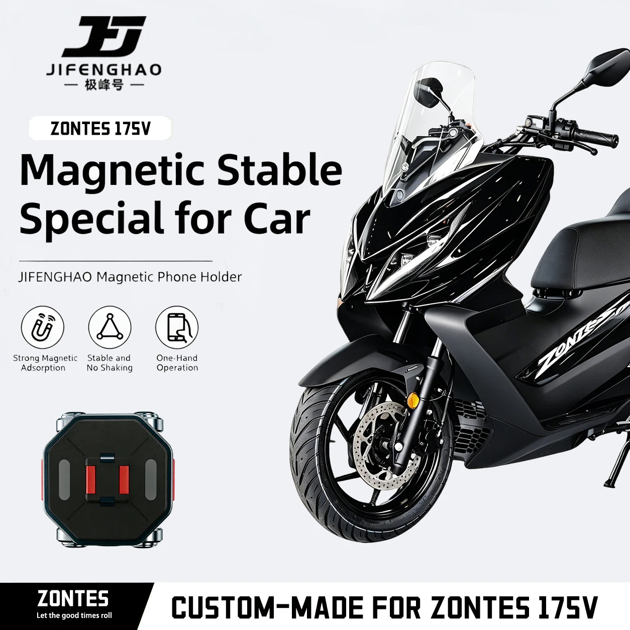 JIFENGHAO For Model Compatible With ZONTES 175V Cycling Navigation Phone Holder, Floating Magnetic Quick-Release, Shock-Absorbin