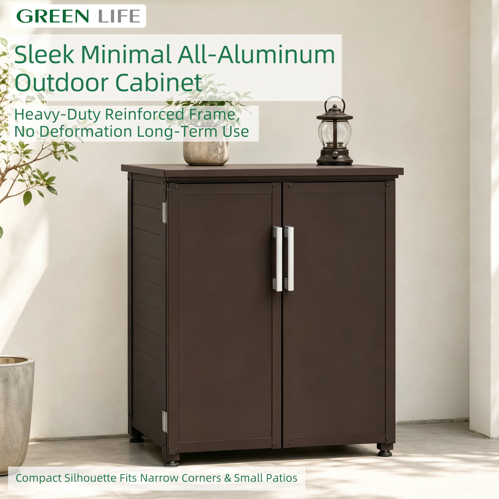 GREENLIFE Aluminum alloy patio storage cabinet, shoe cabinet, balcony cabinet, rain-proof and sunscreen storage cabinet, tool ca
