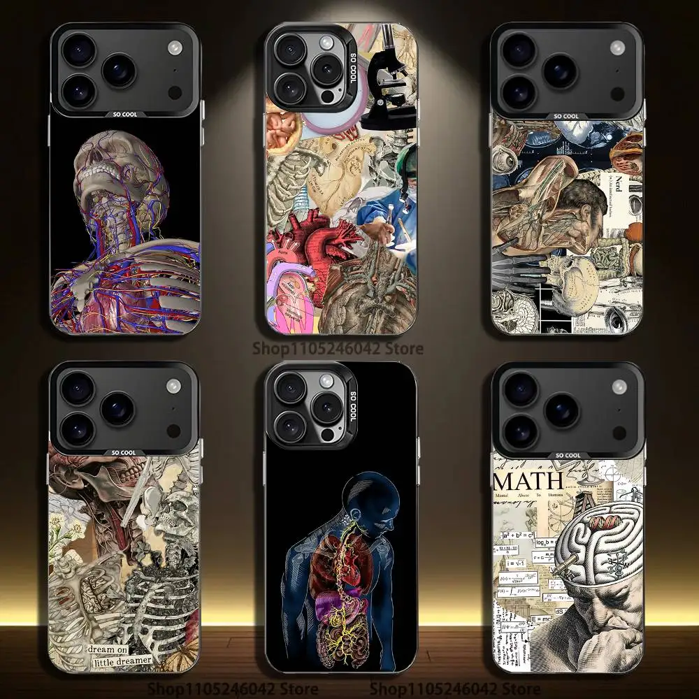 

Medical Art Human Anatomy Black Matte Shockproof CoverPhone Case For iPhone 17,16,15,14,13,12,11,Pro,XS,Max,Plus,Mini,SE4,E