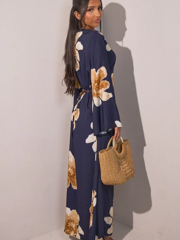 عباية عيد للنساء فستان مطبوع للحفلات جلابية إسلامية دبي فيستدوس لارجوس قفطان حفلة قفطان عربي رداء طويل 2026 فساتين رمضان #4