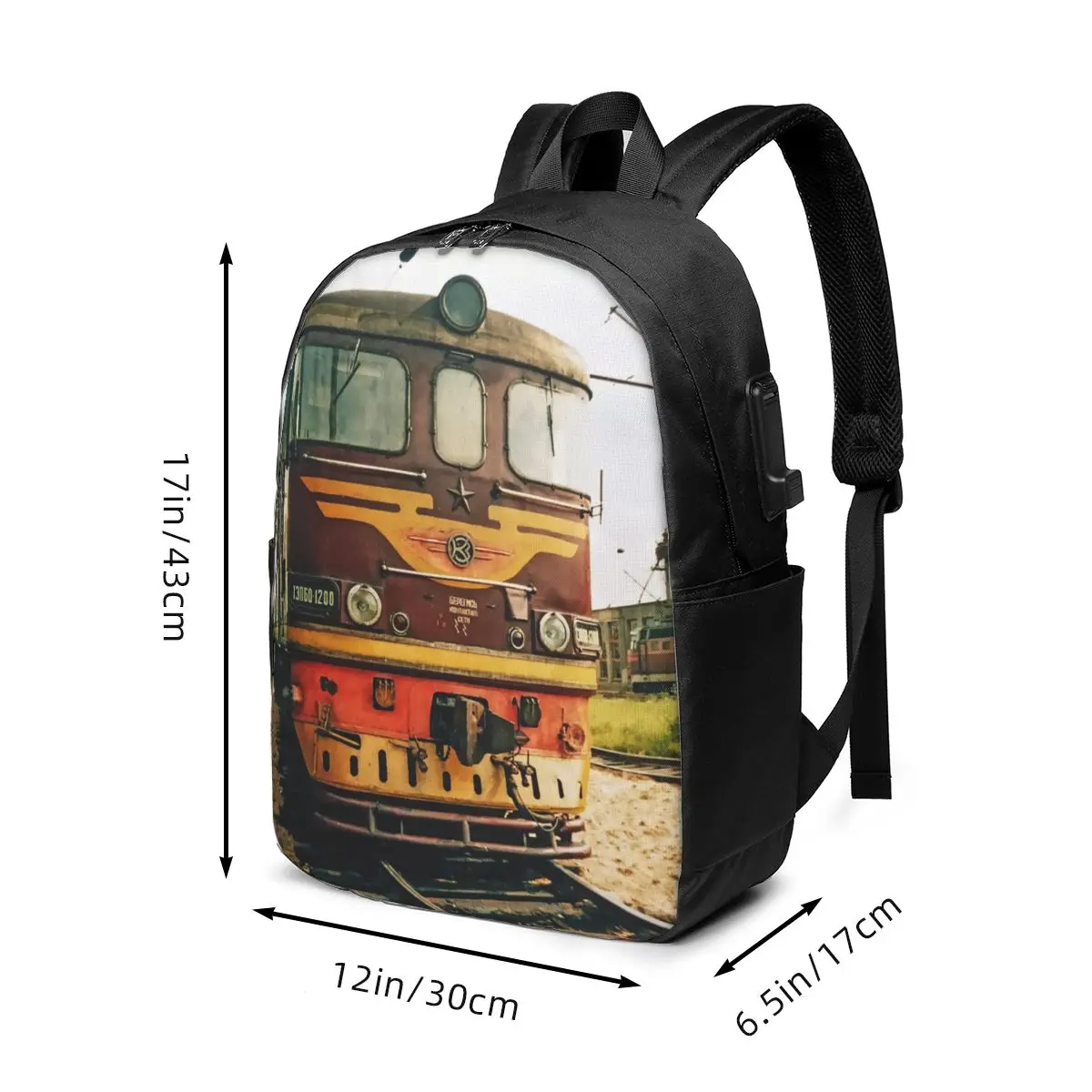 Rusty Train Front Industrial Style Urban Backpack Travel Notebook Bag Computer College Student School Bag Laptop Shoulder Bags