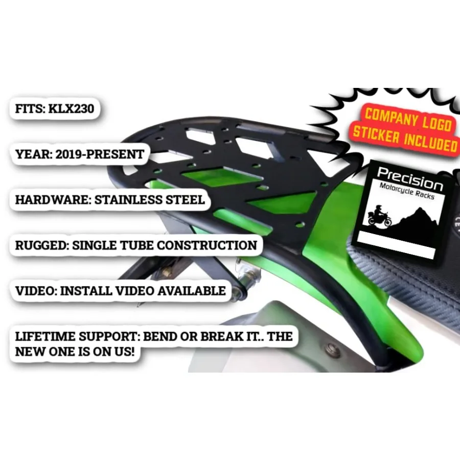 KLX230 KLX230S Rear Rack for 2019Present Models Lightweight Cargo Carrier Luggage Rack for KLX 230 and KLX 230S Motorcy