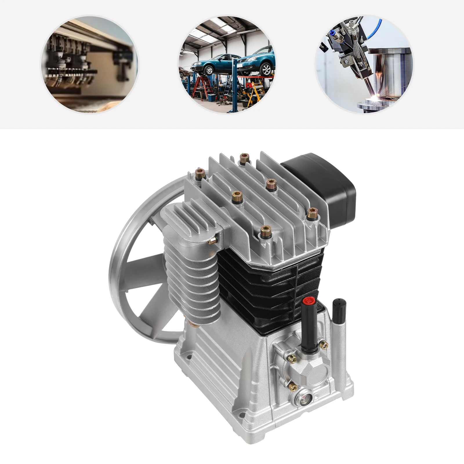 Air Compressor Replacement Parts – 3HP Compatible, 66Gal/min Exhaust, 0.8Mpa Rated Pressure, Durable Aluminum and Iron, Suction