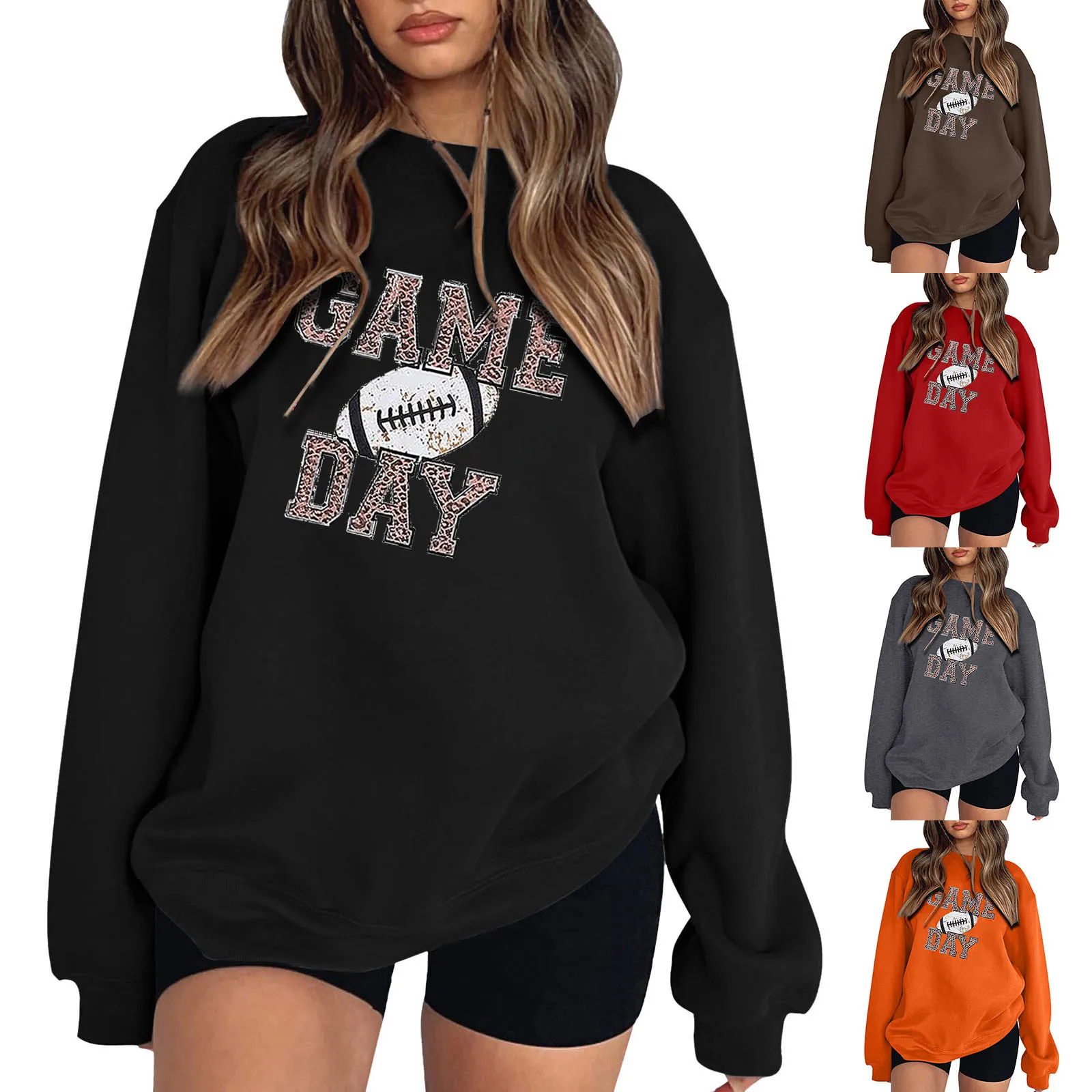 Women Crew Neck Sweatshirt Ladies Letter Graphic Print Oversized Sweatshirt Crewneck Casual Loose Jumper Pullover Tops