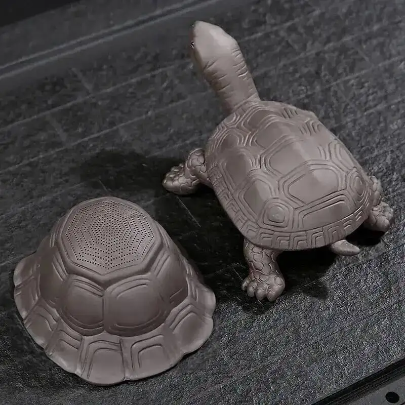 Purple Clay Hat Tea Strainer Tea Leakage Filter Tea Filter Cute Longevity Turtle Tea Pet Ornament Ceramic Tea Set