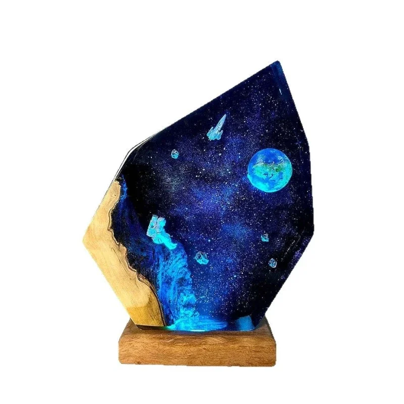 Galaxy astronaut resin art night light, interstellar epoxy resin design space theme holiday gift recommendation