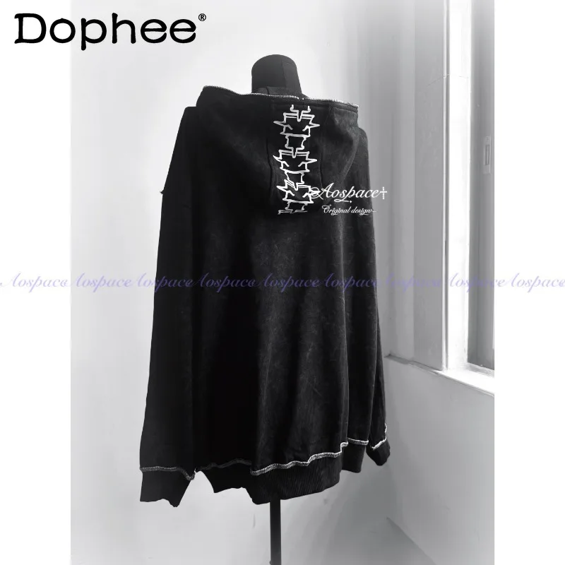 

Y2K Subculture Japanese Original Lolita Hooded Sweater Dark Loli Girl Goth Style Long Sleeve Casual Pullover Sweater