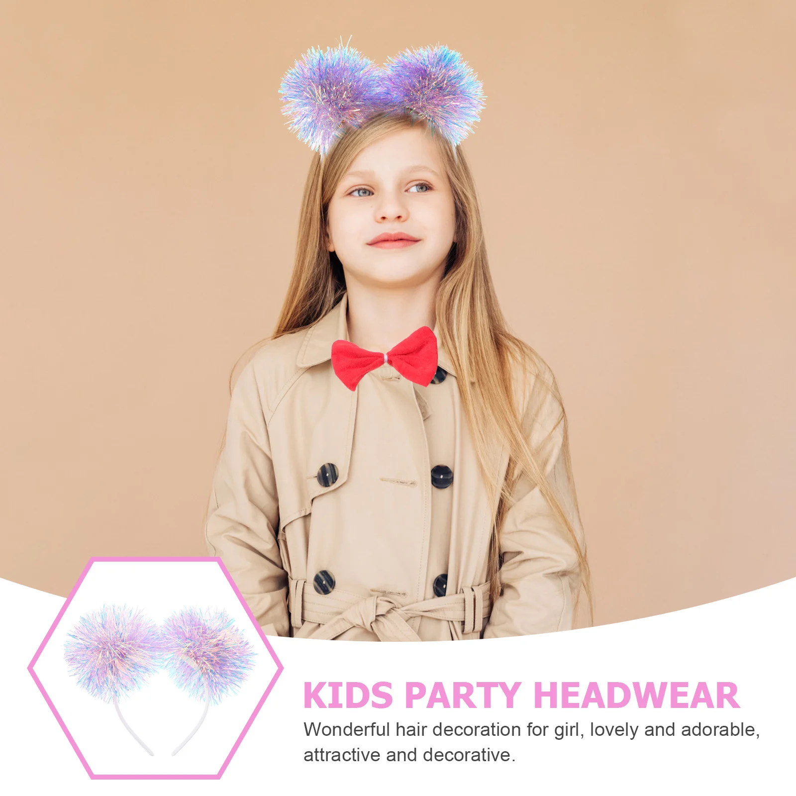 

Fashionable Kids Headband with Pom Poms Party Hair Accessory for Birthday Halloween Carnival Spring Festival Fun Wearable