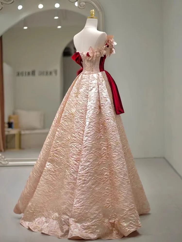 L-4XL Grote maat onregelmatige schuine hals vetersluiting avondjurk Franse verlovingsmeisjes feest hoge taille super lange prinsessenjurken