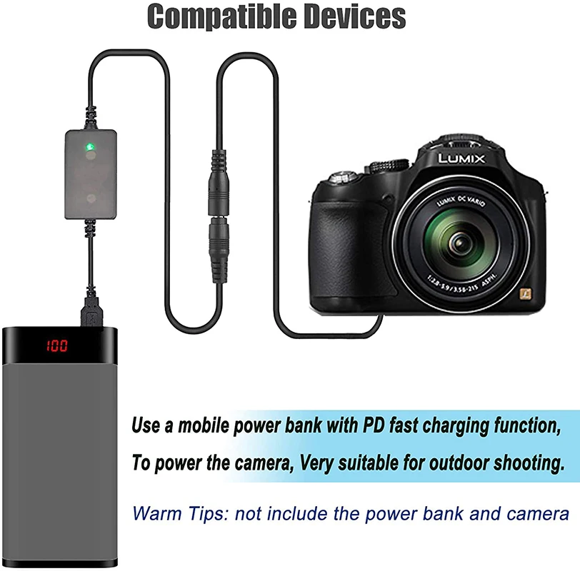 Konwerter USB-C PD + CP-W126 łącznik DC NP-W126 imitacja baterii dla Fujifilm X100F X100V X-Pro3 X-E3 X-A5 X-T3 X-T20 kamery X-T100