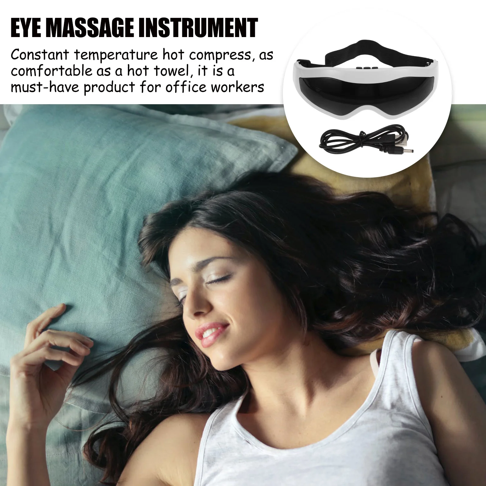 

1pc Massager Black Usb Charging Massaging Apparatus Portable Rechargeable Eye Care Device For Fatigue Relief Eye