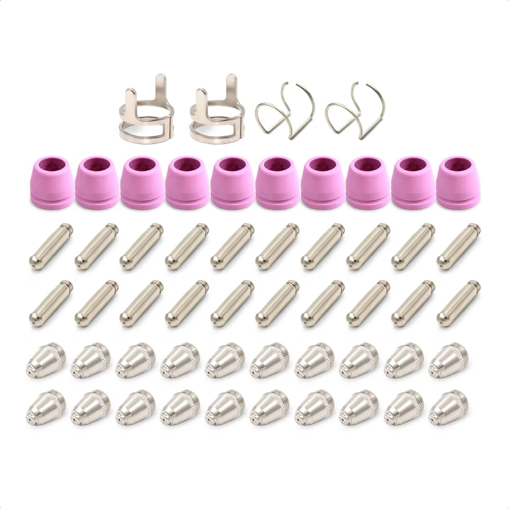 

Complete 54PCS Plasma Cutting Consumables Kit for AG60 & SG55 Featuring Electrodes Tips Shield Cups and Guides